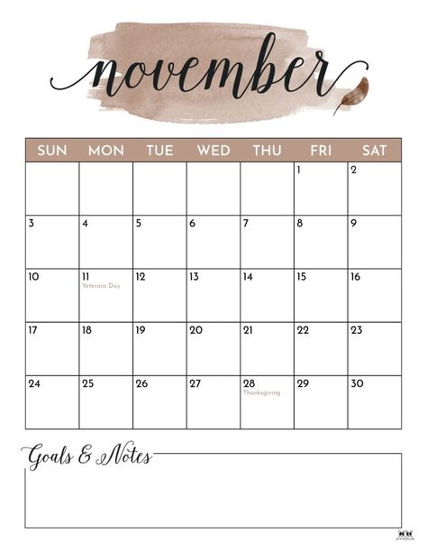 The busy season has arrived! Stay organized the entire month with one of 50 FREE printable November 2024 calendars. Print from home! Printable Turkey Template, November Printable Calendar, Thanksgiving Cards Printable, Free Planner Pages, Free Thanksgiving Printables, Thanksgiving Words, November Calendar, 2020 Calendar, 2022 Calendar