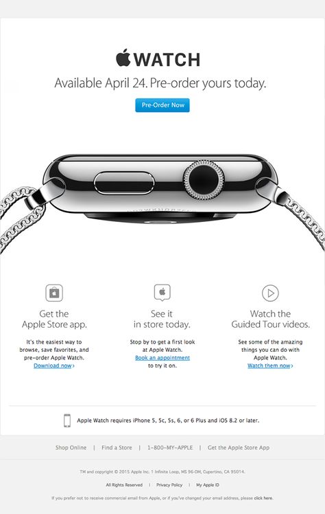 Pre-order your Apple Watch today. | Really Good Emails Mobile Advertising Design, One Pager Design, Apple Watch Design, Email Layout, Christmas Advertising, Mailer Design, Ad Layout, Website Design Layout, Email Template