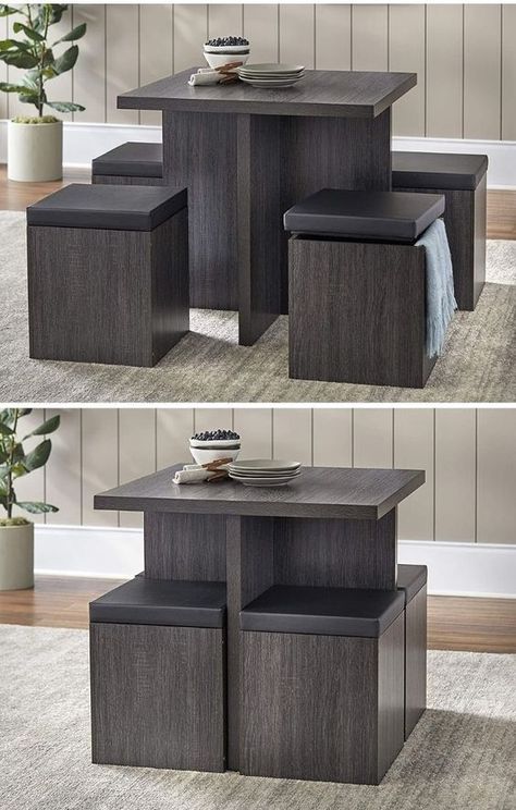 Small Dinner Table, Dining Table Small Space, Dining Table With Drawers, Dining Table Ideas, Compact Dining Table, Space Saving Dining Table, Small Table And Chairs, Chairs Design, Small Kitchen Tables