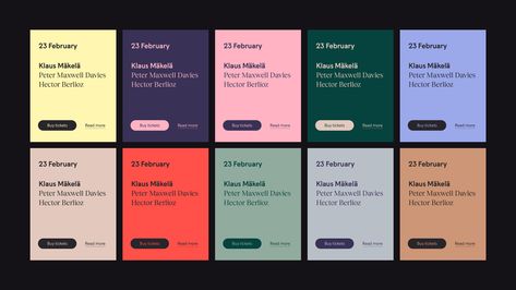 Brand New: New Logo and Identity for Oslo Philharmonic by Metric Accounting Color Palette, Ui Color Palette, The Half Of It, Brand Identity Colors, Flat Color Palette, Ui Color, Logo And Identity, Brand Color Palette, Ui Design Inspiration