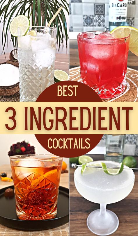 3 Ingredient Cocktails, Vodka Drinks Easy, Simple Drinks, Drinks Alcohol Recipes Easy, Easy Party Drinks, Vodka Mixed Drinks, Fruity Alcohol Drinks, Cocktails To Make At Home, Easy Mixed Drinks