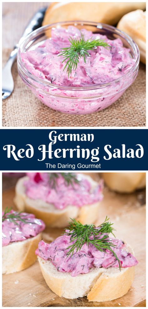 Cowboy Trifle, Trifle Salad, Herring Salad, German Appetizers, Daring Gourmet, Herring Recipes, Pickled Herring, Chicken Salad Recipe Easy, Carrots Recipe