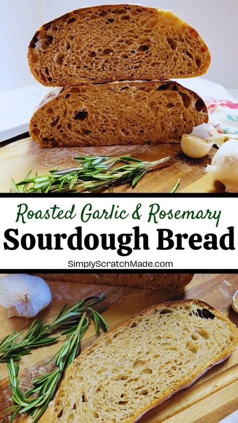 Sourdough Garlic Bread, Garlic Sourdough Bread, Rosemary Sourdough Bread, Garlic Sourdough, Roasted Garlic Bread, Rosemary Sourdough, Rosemary Bread, Sourdough Starter Discard Recipe, Garlic Cheese Bread