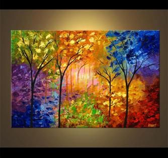 Blooming Tree Painting, Modern Landscape Painting, Abstract Tree Painting, Canvas Painting Landscape, Forest Painting, Abstract Tree, Colorful Abstract Art, Abstract Landscape Painting, Abstract Photography