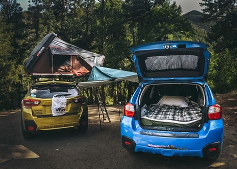 Subaru Crosstrek Car Camping Essentials: On a Budget! Car Camping Crosstrek, Crosstrek Car Camping, Subaru Impreza Camping, Subaru Crosstrek Aesthetic, Crosstrek Camping, Subaru Crosstrek Camping, Subaru Crosstrek Camping Conversion, Crosstrek Modifications, Subaru Outback Camping