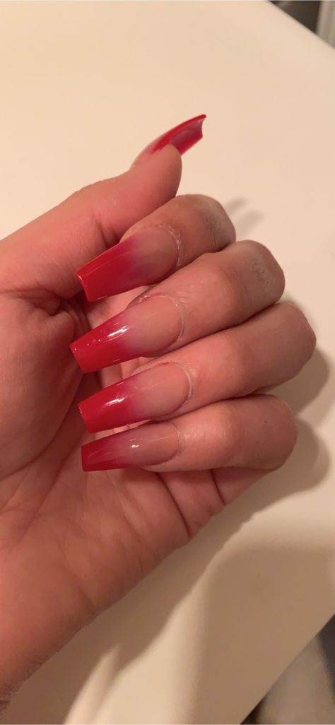 +10 Top Red Ombre Nails Red Nails Acrylic Ombre, Red Ombré Acrylic Nails, Clear To Red Ombre Nails, Red Tip Ombre Nails, Red Ombre Nails Square, Red Ombre Nails Coffin, Red Nail Ombre, White And Red Ombre Nails, Ombre Red Nails Acrylic