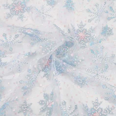 Amazon.com: BENECREAT 1 Yard Snowflake Sequins Tulle, 61inch Light Blue Sheer Organza Fabric Snowflake Embroidered Mesh Lace for Garment Accessorie, Veils Dress, Curtain Home Christmas Decorations Fabric Snowflake, Home Christmas Decorations, Veil Dress, Sequin Decor, Blue Sheers, Home Christmas, Organza Fabric, Snowflake Pattern, Tulle Fabric