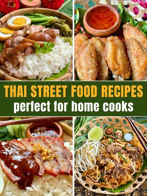 A collection of 30 Thai street food recipes for home cooks, including authentic pad Thai, grilled pork skewers, and holy basil stir-fry. Thai Food Appetizers, Tai Food Recipes, Moo Ping, Grilled Pork Skewers, Authentic Thai Recipes, Street Food Recipes, Thai Recipes Authentic, Thai Street Food Recipes, Vietnamese Street Food