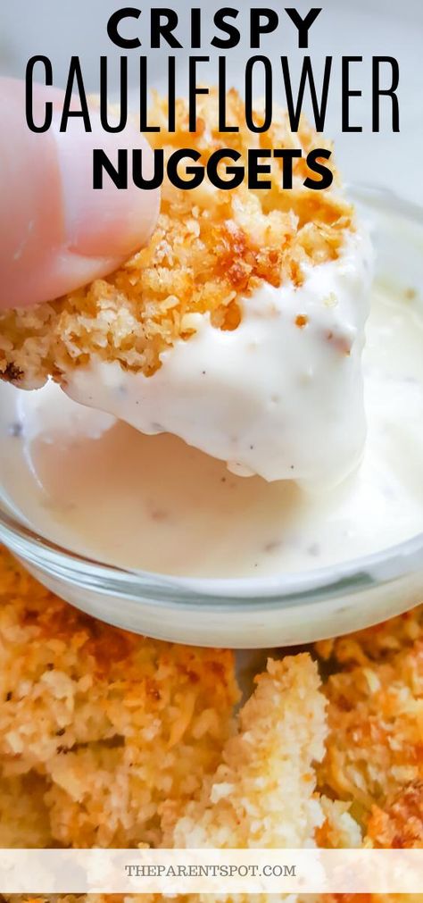 Dip For Cauliflower Bites, Cauliflower Nuggets Recipes, Cauliflower Nuggets Baked, Crispy Cauliflower Bites, Cauliflower Chips, Crunchy Cauliflower, Baked Cauliflower Bites, Cauliflower Nuggets, Food Finger