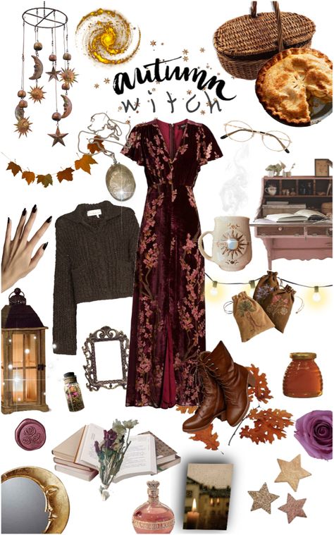 Witchcraft Aesthetic Outfit, Whimsigoth Thrift, Witchy Fashion Modern Witch, Witchy Autumn Outfits, Cozy Witch Aesthetic, Witchy Academia Outfit, Witchy Outfits Aesthetic, Witch Inspired Outfit, Witchy Clothes Aesthetic