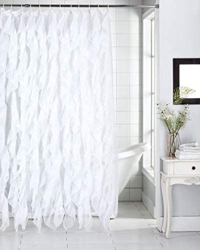 Amazon.com: DiamondHome Shabby Chic Ruffled Sheer Shower Curtain (Ivory, 70" x 72") : Home & Kitchen Sheer Shower Curtain, White Ruffle Shower Curtain, Ruffled Shower Curtain, Ruffle Shower Curtain, Tan Shower Curtain, Shower Curtain White, Luxury Shower Curtain, Extra Long Shower Curtain, Ivory Curtains