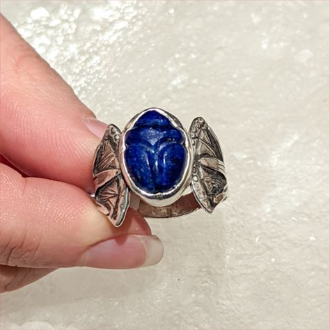 Scarab Ring, Beetle Ring, Egyptian Scarab Beetle, Bug Jewelry, Egyptian Scarab, Scarab Beetle, Lapis Ring, Gold C, Lapis Lazuli Ring