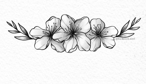 Flower Bunch Tattoo Design, Flower Tattoos Horizontal, Rectangle Flower Tattoo, Horizontal Flower Tattoo, Bold Line Flower Tattoo, Horizontal Tattoos For Women, Lotis Flower, Horizontal Tattoo Ideas, Border Tattoo