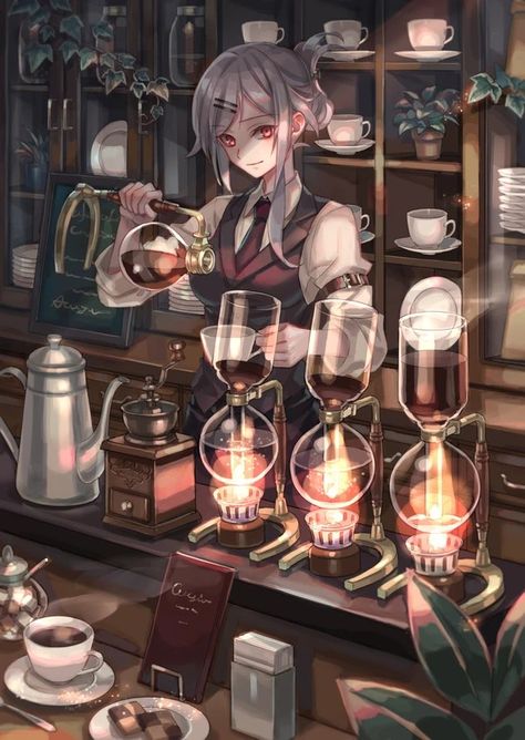 Anime Coffee, Tattoo Style Drawings, Cafe Art, Disney Princess Pictures, Modern Fantasy, 판타지 아트, Discord Server, Anime Scenery Wallpaper, Anime Background