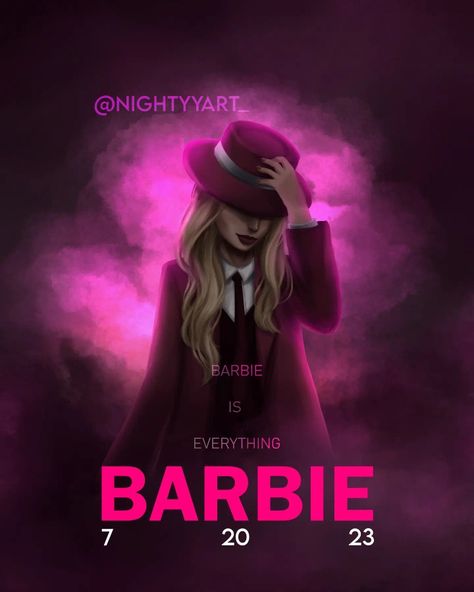 Barbie is wearing a pink suit, hold a pink hat above her head, with a big glowing pink explosion behind her. Barbie Oppenheimer Outfit, Barbie Vs Oppenheimer Spirit Day, Barbie X Oppenheimer, Barbie Cosplay, Arataki Itto, Max Steel, Barbie Costume, Barbie Girl, Barbie Clothes