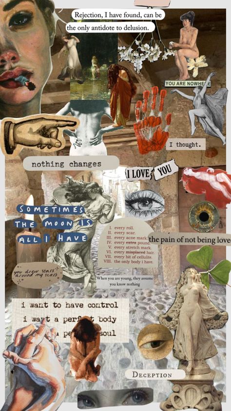 #vintage #collage #love #moodboard #aesthetic #body #selflove #her #she #taylorswift Love Moodboard, Love Collage, Moodboard Aesthetic, When You Were Young, What Have You Done, Acne Marks, Vintage Collage, Know Nothing, Your Aesthetic