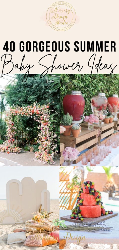 So you are planning a summer baby shower? To help you plan the best summer baby shower, we've compiled a list of our top 40 summer baby shower ideas. Baby Shower Summer Food, Summer Pool Baby Shower Ideas, Non Themed Baby Shower Ideas, Pool Side Baby Shower Ideas, Backyard Baby Shower Decor, Baby Girl Baby Shower Ideas Summer, Baby Girl Shower Ideas Summer, Baby Shower Outside Ideas, Baby Girl Baby Shower Themes Summer