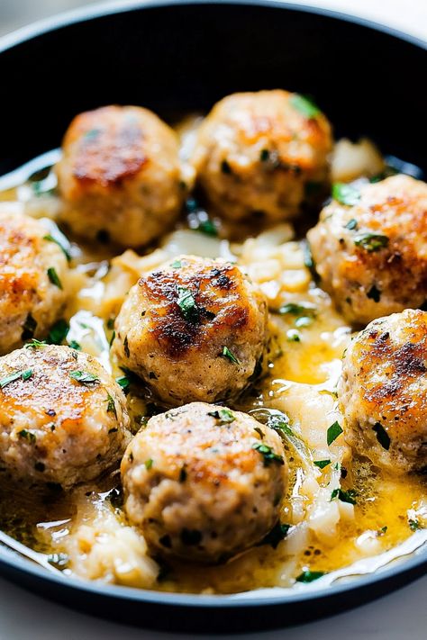 Chicken Piccata Meatballs - Taste Of Recipe Chicken Frikkadels Recipe, Marry Me Chicken Meatballs Recipe, Ina Garten Chicken Piccata, Chicken Piccata Meatballs, Cholesterol Meals, Piccata Sauce, Crockpot Chicken And Gravy, Gluten Free Meatballs, Chicken Meatball