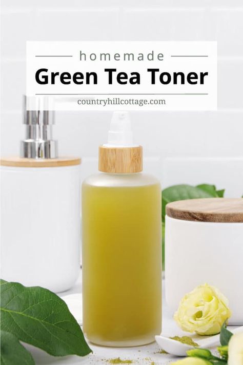 Diy Toner Face, Green Tea For Skin, Green Tea Face Toner, Homemade Green Tea, Tea For Skin, Diy Green Tea, Green Tea Skin Care, Natural Face Toner, Homemade Toner