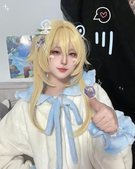 Lumine Cosplay, Cosplay Boy, Doll Eye Makeup, Dyed Hair Inspiration, Cosplay Characters, Amazing Cosplay, Cosplay Makeup, Cosplay Outfits, Cosplay Wigs