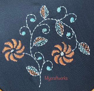 MY CRAFT WORKS: Kantha Embroidery Design - 4 Kantha Embroidery Motifs Traditional Design, Kantha Embroidery Designs, Embroidery Blanket, Kashida Embroidery, Kutch Embroidery, Anchor Embroidery, Hand Embroidery Dress, Kantha Embroidery, Painting Picture