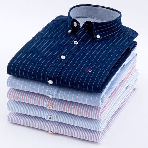 Smart Casual Shirts, Oxford Shirt Men, Retro Style Dress, Oxford Shirts, Plaid Shirt Men, Stripe Long Sleeve, Casual Long Sleeve Shirts, Cotton Fashion, Men Shirts