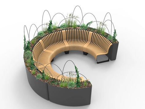 Metal planter divider RADIUS PLANT DIVIDER by Green Furniture Concept Plant Divider, Planter Divider, Furniture Concept, Urban Furniture Design, Urban Landscape Design, Divider Design, Green Furniture, Landscape Architecture Design, Urban Furniture