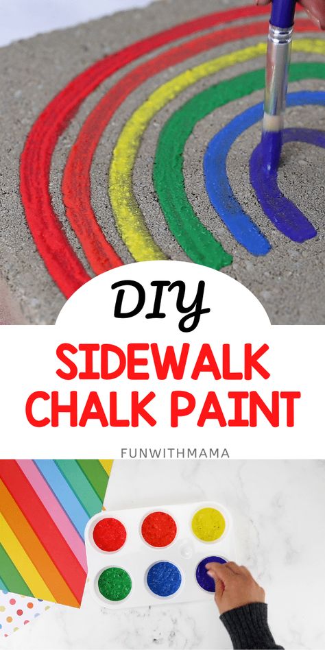 Temporary Sidewalk Paint, Chalk Art For Preschoolers, Washable Sidewalk Paint, How To Make Washable Paint, How To Make Sidewalk Chalk, Chalk Paint Sidewalk, Sidewalk Chalk Art Back To School, Sidewalk Chalk Art Ideas For Kids Easy, How To Make Sidewalk Chalk Paint