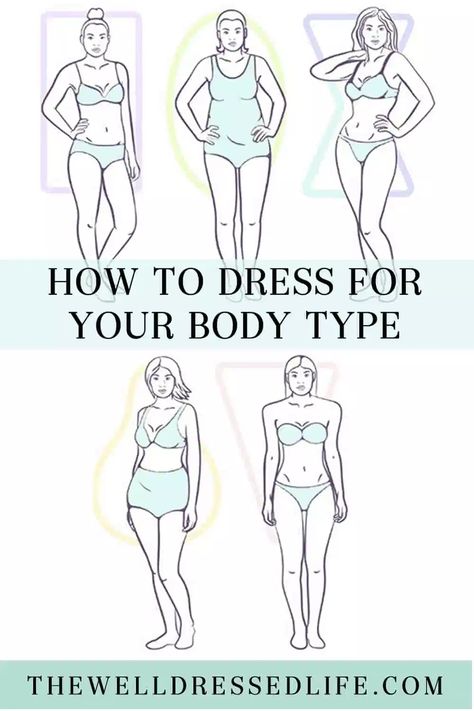 Dress Your Body Type, Body Type Clothes, Dress For Body Shape, Apple Body Type, Dress For Your Body Type, Types Of Body Shapes, Dress Body Type, Curvy Body Types, Apple Body Shapes