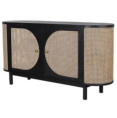 SIDEBOARDS | ARTESIA Cane Sideboard, Cane Door, Elegant Outdoor Furniture, Outdoor Cabana, Entertainment Wall Units, Living Room Console, Black Sideboard, The Color Black, Wall Candle Holders