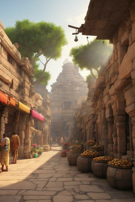 Ancient Indian City, Santan Dharma, Location Aesthetic, Hinduism Culture, Santana Dharma, People Gathering, Scenery Ideas, Ancient Indian History, Indian City