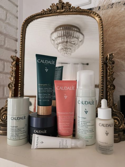 Caudalíe Skincare Favorites | LaVieOnGrand Caudalie Aesthetic, Caudalie Skincare Aesthetic, Caudalie Mask, Caudalie Perfume, Caudalie Vinoperfect, Caudalie The Des Vignes, Grape Water, French Skincare, Eye Cream For Dark Circles