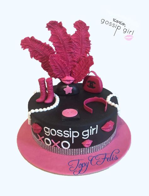 Gossip girl cake - cake by Felis Toporascu Gossip Girl Invitation Template, Gossip Girl Cake, Gossip Girl Birthday Cake, Mean Girls Birthday Cake, Gossip Girl Birthday Invitation, Cack Designe New Girl, Makeup Birthday Cakes, Gossip Girl Party, 21st Birthday Diy