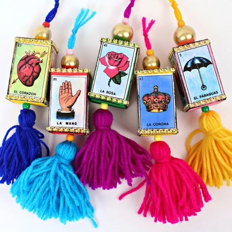 Mark Montano: Loteria Wood Block Ornaments Block Ornaments, Mexican Ornaments, Mark Montano, Christmas Fiesta, Mexican Folk Art Decor, Mexican Christmas Decorations, Mexico Christmas, Diy Crafts Christmas, Christmas 2025