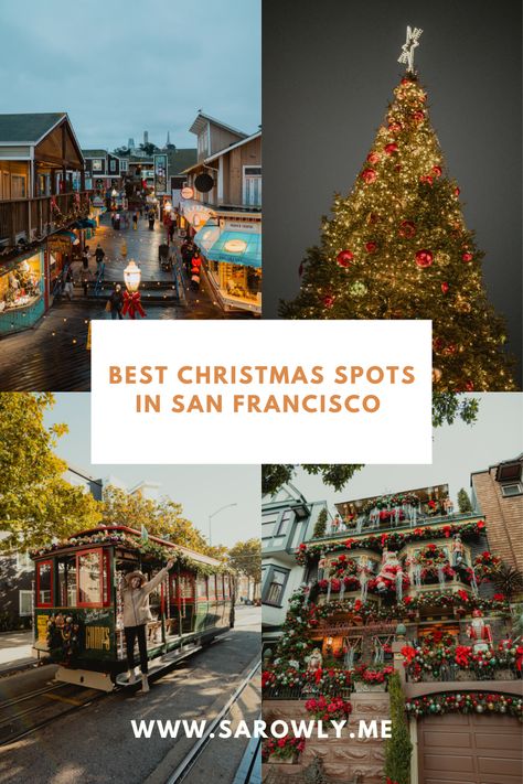 Christmas in San Francisco is one of the most wonderful times of year. The city gets festive, it's filled with cute Christmas houses, holiday bars, events and more! Check out this post to know all the best things to do & to see in San Francisco in December. San Francisco In December, Holiday Bars, Christmas In San Francisco, Christmas Trees Decorations, Honeymoon On A Budget, California Christmas, Holiday Bar, Christmas Houses, Short Vacation