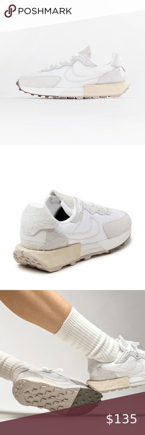 Nike | Women's Fontanka Waffle White Cream Eco Size 9 NEW NO INSOLES PRICE FIRM Nike Fontanka Waffle Outfit, Nike Fontanka Waffle, Nike Fontanka, Embroidered Heels, Nike React, Nike Womens, Nike Outfits, White Cream, Golden Goose Sneaker