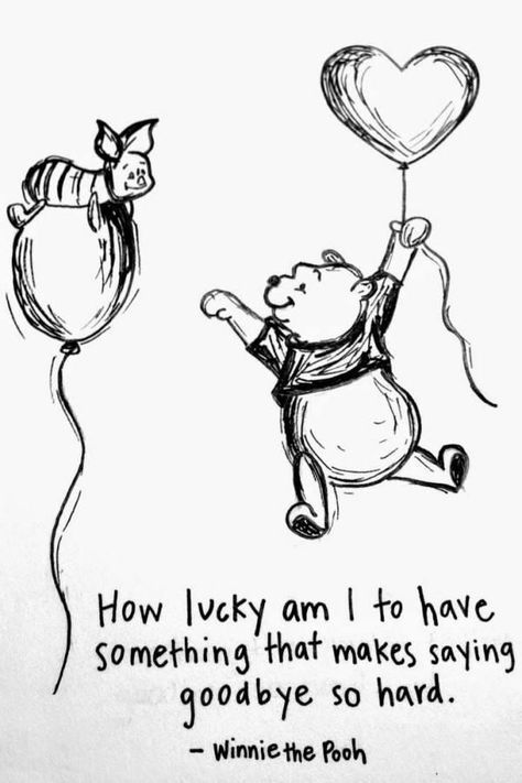 Hard To Say Goodbye, Winnie The Pooh Quotes, Karakter Disney, Sweet Love Quotes, Pooh Quotes, How Lucky Am I, Yoga Journal, Quotes Disney, 수채화 그림