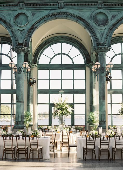 Blue, Green, and Orange Wedding Color Schemes Spring, White Linens, Martha Weddings, Spring Wedding Colors, Decor Elements, Museum Wedding, Martha Stewart Weddings, Black Tie Wedding, Event Inspiration