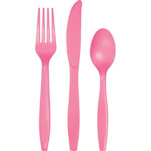 FLAMINGO PINK PREMIUM CUTLERY #BONJOURFETE Pink Utensils, Pink Party Supplies, Disposable Cutlery, Plastic Silverware, Watermelon Party, Plastic Utensils, Plastic Forks, Plastic Cutlery, Plastic Spoons