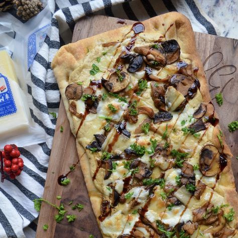 Winter Flatbread, Mushroom Flatbread Recipes, Marsala Mushroom And Goat Cheese Flatbread, Blue Cheese Flatbread, Balsamic Flatbread Pizza, Mushroom Goat Cheese Flatbread, Margarita Flatbread Pizza With Balsamic Glaze, Mushroom Flatbread, Vegetarian Flatbread