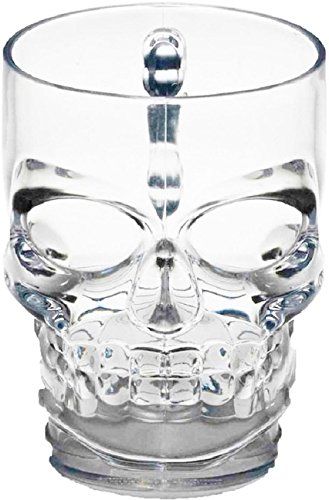 Circleware Clear Heavy Base Glass Skull Face Drinking Mug cup with Glass Handles 18 Ounce Limited Edition Glassware 1 Beer Juice Water Drinking Glass Skull Glass Cup, Skull In Glass Dome, Glass Skull Candle Holder, Coffee Mug Skull, Skull Mug, Glassware Drinking, Plastic Mugs, Scary Decorations, Glass Beer Mugs