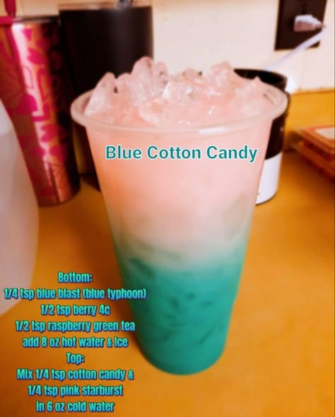 Star Wars Loaded Tea Recipe, Cotton Candy Loaded Tea, Herbal Life Shakes, Flavored Water Drinks, Herbalife Teas, Tea Blends Recipes, Teas Recipes, Tea Recipes Diy, Energy Tea Recipes