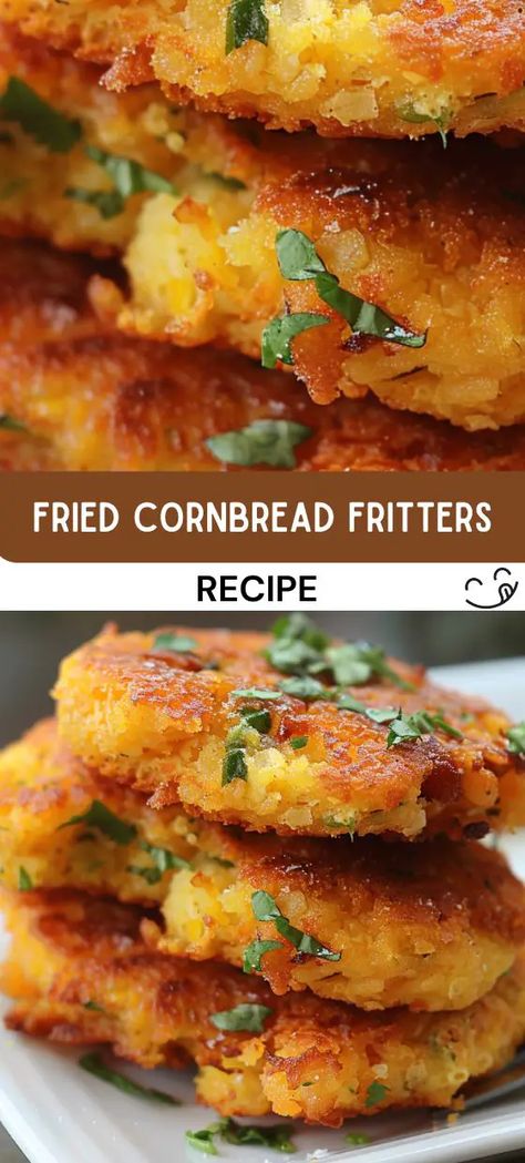 Fried Cornbread Fritters The Old Mill Corn Fritters, Corn Meal Fritters, Jiffy Cornbread Fritters, Flavored Cornbread Recipe, Fun Cornbread Recipes, Fried Cornbread Hoecakes, Cornmeal Fritters Recipe, Cornbread Easy Recipe, Cornbread Fritters Fried