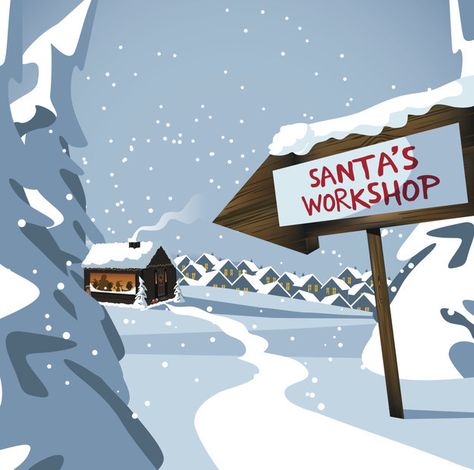 What Would Your North Pole Stripper Name Be? Santa's Workshop Illustration, Santa's Workshop Sign, North Pole Santa's Workshop, Village Drawing, Workshop Sign, Santa Claus Village, Christmas Workshop, Santa's Workshop, The North Pole