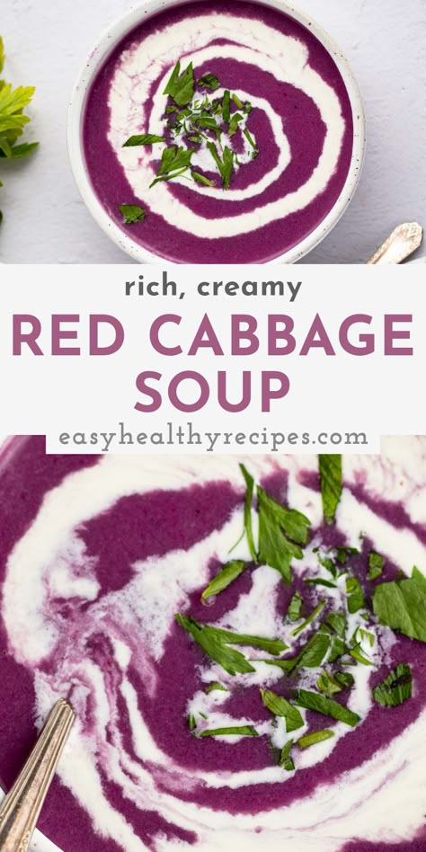 Purple Soup, Purple Cabbage Recipes, Red Cabbage Soup, Red Cabbage Recipes, Potatoes And Onions, Purple Cabbage, Winter Soups, Cabbage Soup, Cabbage Recipes