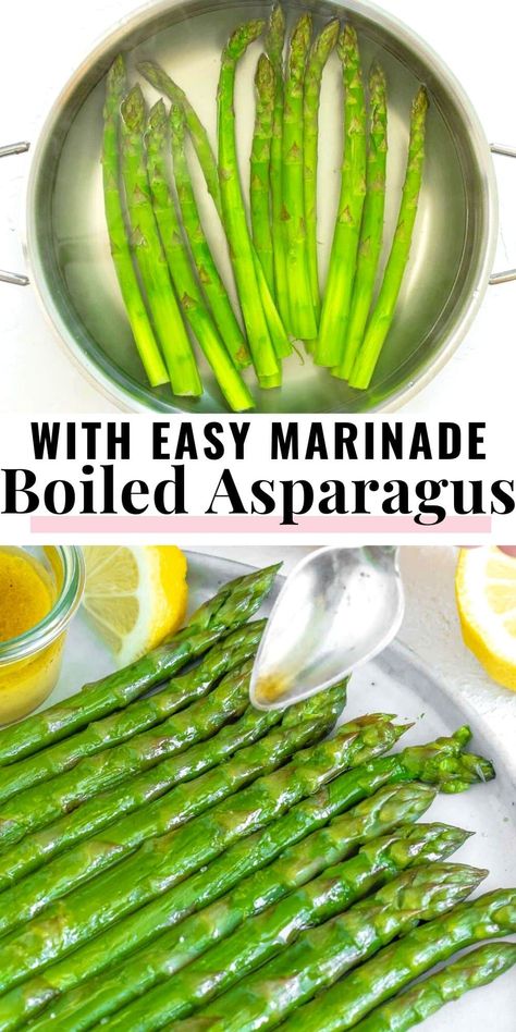 Boiled asparagus is so easy to make. Bright green, tender, juicy, and healthy. We boiled them whole in a large pan with water and a little salt for best looking and best tasting boiled asparagus ever. Boiled Asparagus Recipes, Boiled Asparagus, Asparagus With Cheese, Boil Asparagus, Asparagus Balsamic, Shrimp Boil Recipe, Vegetable Salads, Asparagus Dishes, Plant Based School