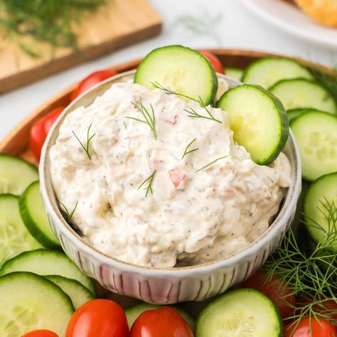 Cream Cheese Cucumber Dip Cucumber Dip Recipe, Cream Cheese Cucumber, Cucumber Cream Cheese, Potatoes Breakfast, Cheesy Breakfast Casserole, Cucumber Dip, Cucumber Tea Sandwiches, Simply Potatoes, Breakfast Potato Casserole