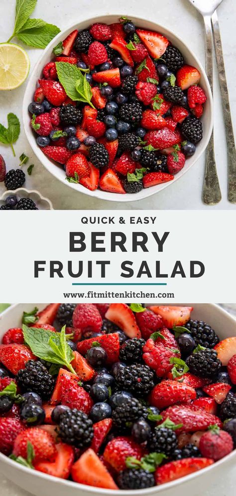 This Berry Fruit Salad is a juicy, fruity, tangy, and sweet summer salad that celebrates fresh berries during the best time of year. Ready in 10 minutes, with a special honey lime poppy seed dressing, it's a fun and unique way to enjoy berry season or use up leftover berries. Vegan friendly. #berryfruitsalad #fruitsaladrecipes Leftover Berries, Healthiest Nut Butter, Berry Fruit Salad, Homemade Balsamic Vinaigrette, Honey Lime Dressing, Fresh Summer Salad, Fruit Salad Easy, Poppy Seed Dressing, Berry Salad