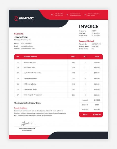 Bill Format Design, Sales Invoice Design, Pdf Form Design, Order Form Design, Form Letter, Photography Invoice Template, Photography Invoice, Quote Template Design, Company Letterhead Template