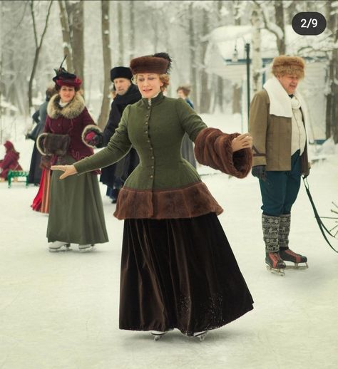 1800 Winter Outfits, 1900s Winter Fashion, 18th Century Winter Clothes, Dickens Era Fashion, Victorian Winter Coat, 1800s Winter Fashion, Historical Winter Clothing, Victorian Winter Dress, 1890s Winter Fashion